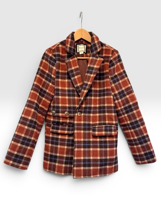 Mo:Vint Jackets & Blazers - Mo:Vint Plaid Wool Blend Blazer Jacket in Rust, Navy, brown + cream size Small